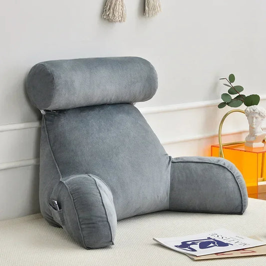 Oreiller de lecture en mousse ½Ç m¹Èmoire de forme ultra doux, coussin de dos de chevet de canap¹È de bureau, coussins de soutien lombaire de lit, assistance de dos de dossier,Gray,75x40x40cm