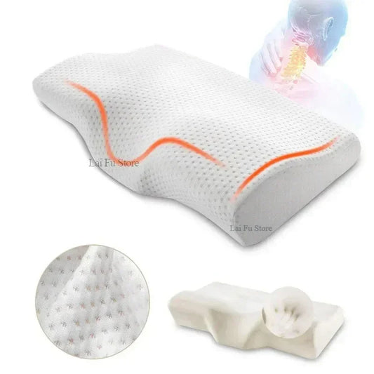 Oreiller de lit en mousse ½Ç m¹Èmoire de forme, 4WD, protection du cou, rebond lent, en forme de papillon, sant¹È cervicale, 1 piõ¹ce, 50x30x10CM