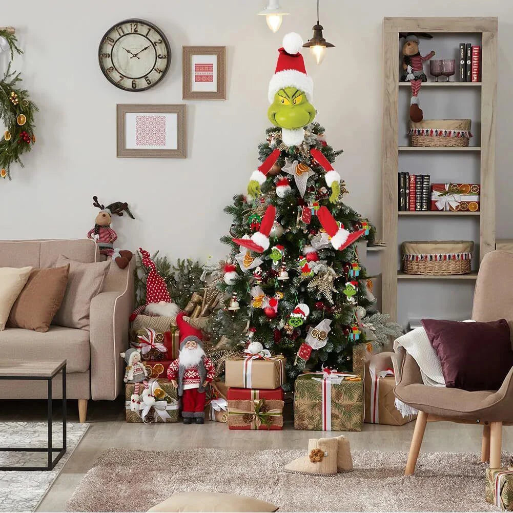 Ornements de tÄÇte de bras et de jambe de d¹Ècor d'arbre de No?l, support de tÄÇte, bras et jambes, corps d'elfe de Grinch, d¹Ècoration d'arbre pour la fÄÇte de No?l