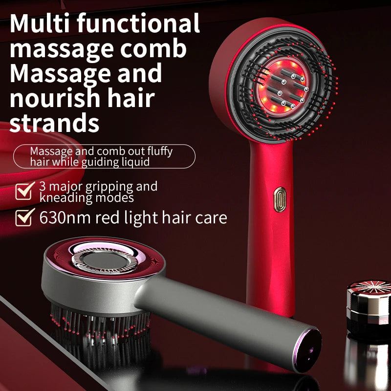 Peigne de th¹Èrapie infrarouge multifonctionnel ¹Èlectrique, favorise la croissance des cheveux, massage des cheveux, suivi des cheveux, essence, applicateur d'huile, 3 modes