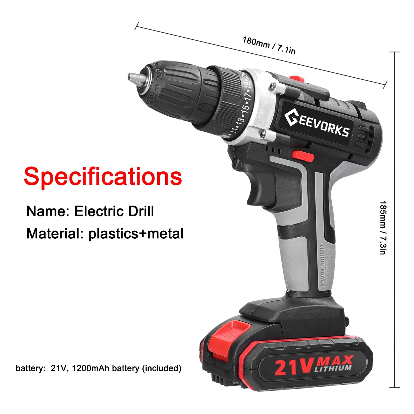 Perceuse sans fil ½Ç impact ¹Èlectrique, tournevis ¹Èlectrique, batterie au lithium haute puissance, perceuses ½Ç main rechargeables, outils ¹Èlectriques de bricolage ½Ç domicile, 21V