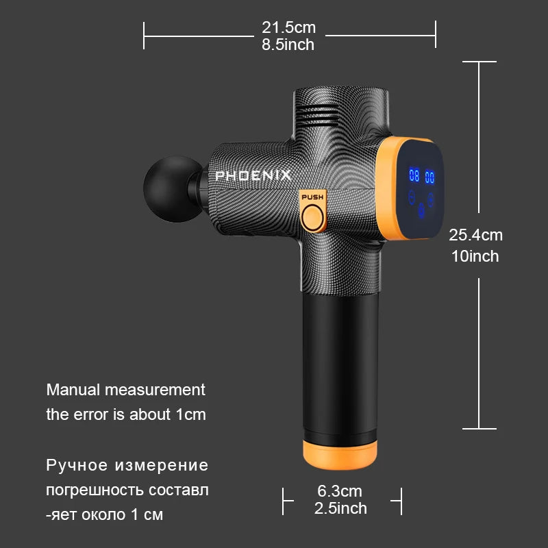 Pistolet de massage facial A2, masseur ¹Èlectrique pour corps mort ¹Èlev¹È, d¹Ètermination profonde, 20 vitesses, ¹Ècran LCD, relaxation musculaire, black-6D