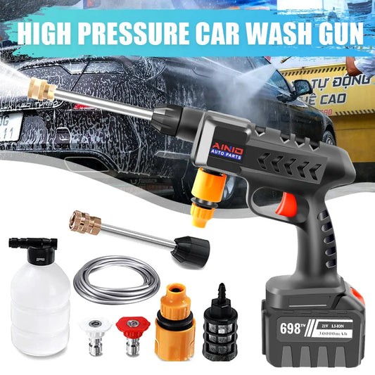 Pistolet de lavage de voiture haute pression sans fil, g¨¦n¨¦rateur de mousse, odor¨¤ eau, nettoyeur en a¨¦rosol, machine ¨¤ laver, 300W, 60 bars, 30000mAh