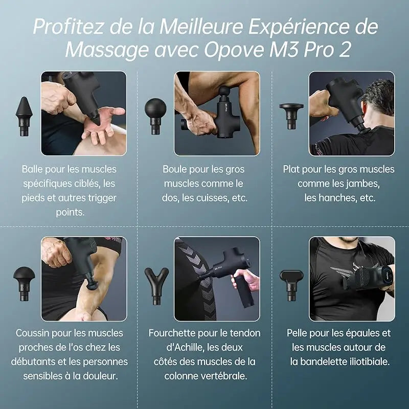 Pistolet de massage pour tissus profonds pour soulager les douleurs et raideurs musculaires Pistolet de relaxation fasciale pour soulager la fibromyalgie pour le cyclisme/le fitness/le yoga