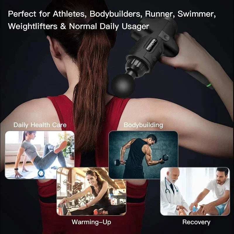 Pistolet de massage des tissus profonds, masseur musculaire facial portable, massage pour le dos, le cou et le corps, outil de fitness musculaire