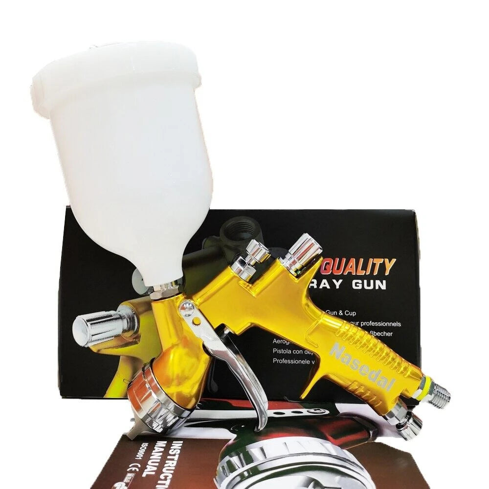 Pistolet de pulv¨¦risation, tasse de 600ml 1.4Mm 1.7Mm 2.0Mm, Green, gravit¨¦, buse d'a¨¦rographe aiguille pour peindre les murs de meubles de voiture