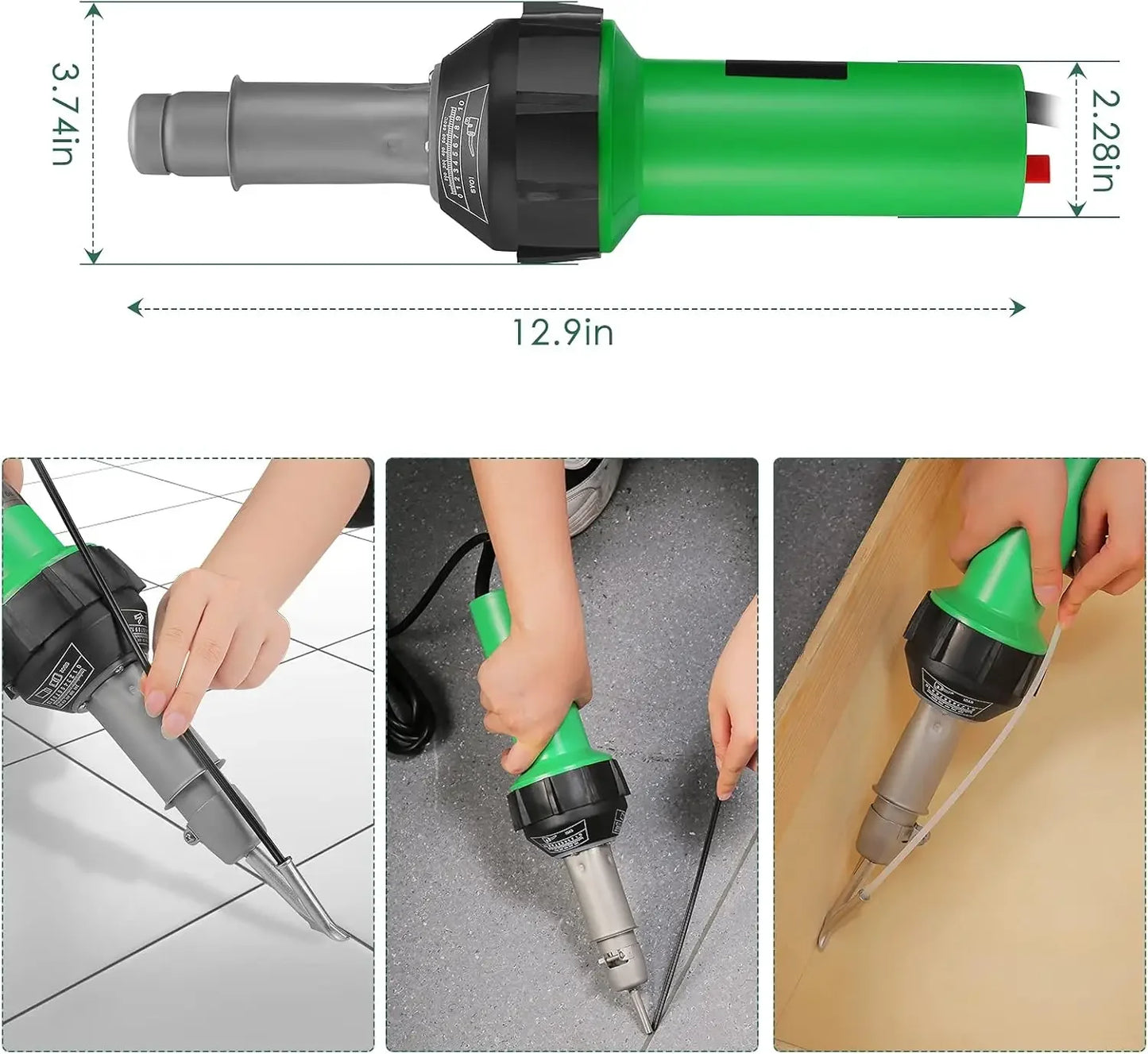 Pistolet de soudage en plastique, souffleur ½Ç air chaud, torche ½Ç chaleur, buse de soudage, machine ½Ç souder en plastique roulant, utilis¹È pour pare-chocs en PVC PP, 1600W, AC 220V