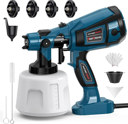 Pistolet pulv¨¦risateur ¨¦lectrique haute puissance, pulv¨¦risateur de peinture HVLP, a¨¦rographe pour meubles automatiques, rev¨ºtement en acier, bricolage ¨¤ la maison, 4 buses, 1400ml, 800W