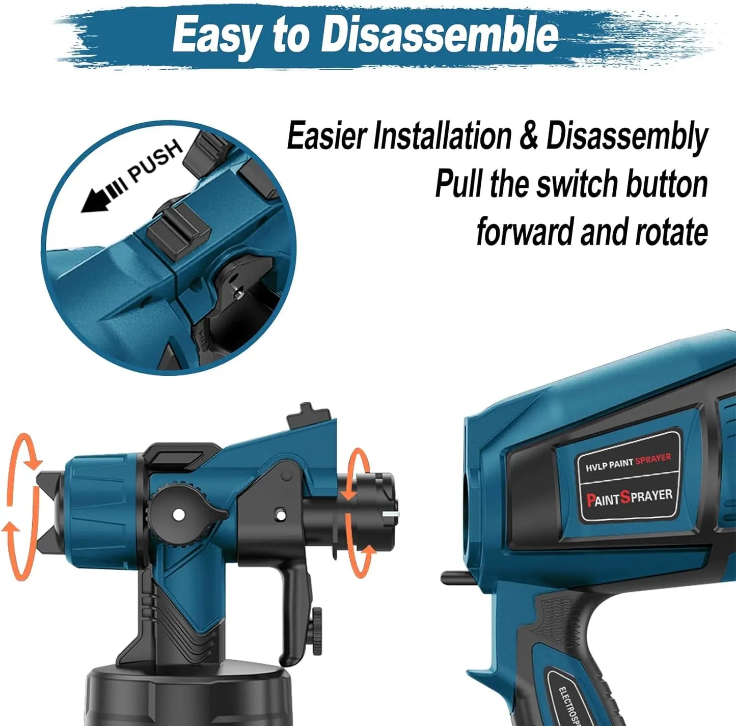 Pistolet pulv¨¦risateur ¨¦lectrique haute puissance, pulv¨¦risateur de peinture HVLP, a¨¦rographe pour meubles automatiques, rev¨ºtement en acier, bricolage ¨¤ la maison, 4 buses, 1400ml, 800W