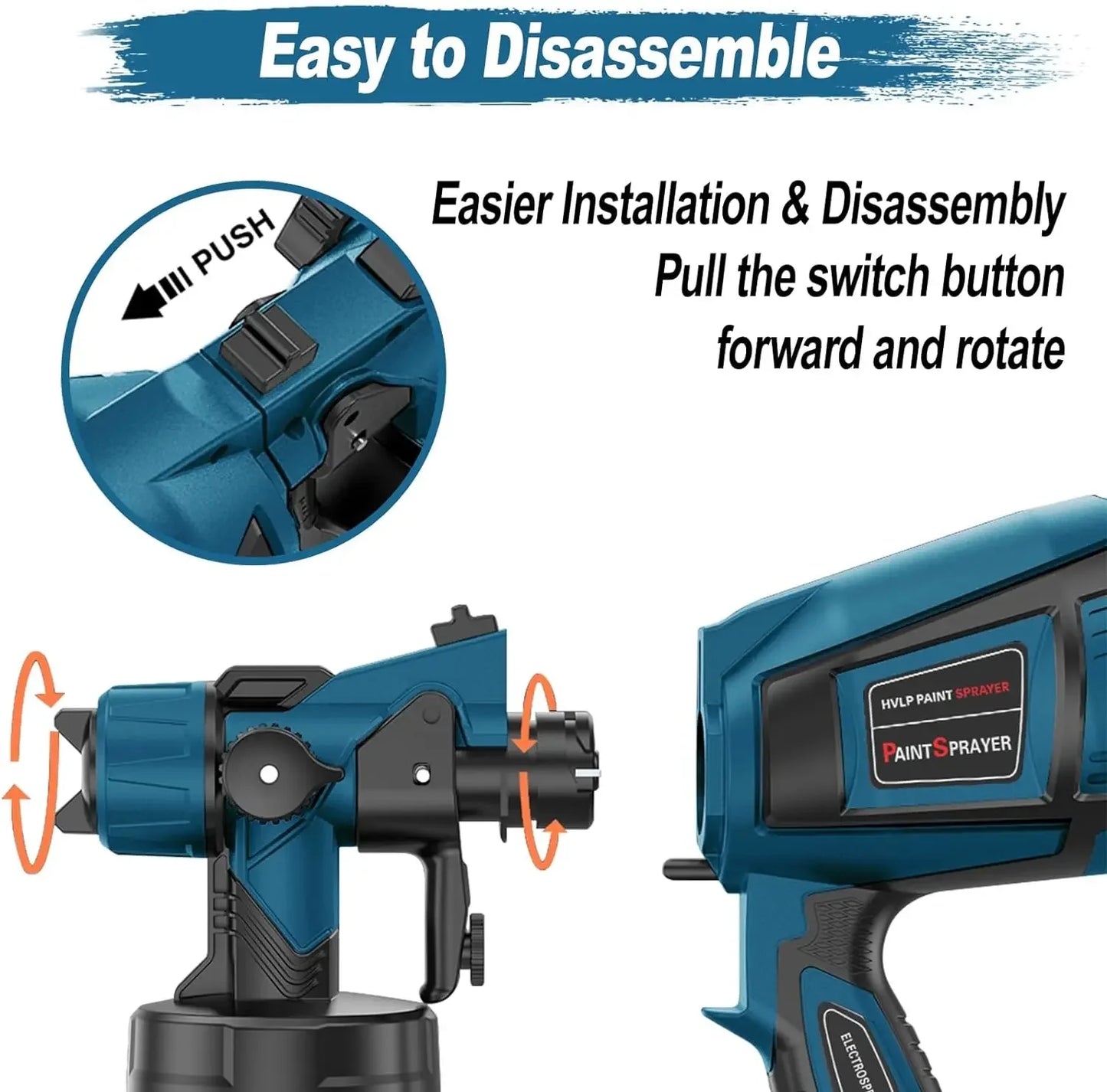 Pistolet pulv¨¦risateur ¨¦lectrique haute puissance, pulv¨¦risateur de peinture HVLP, a¨¦rographe pour meubles automatiques, rev¨ºtement en acier, bricolage ¨¤ la maison, 4 buses, 1400ml, 800W