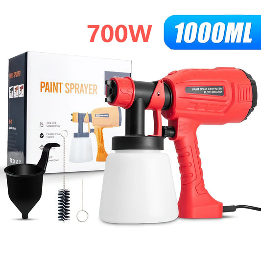 Pistolet pulv¨¦risateur ¨¦lectrique haute puissance, pulv¨¦risateur de peinture HVLP, a¨¦rographe ¨¤ rev¨ºtement en acier pour meubles automatiques, 2 buses, pulv¨¦risation facile, 700W, 1000ml, 220V