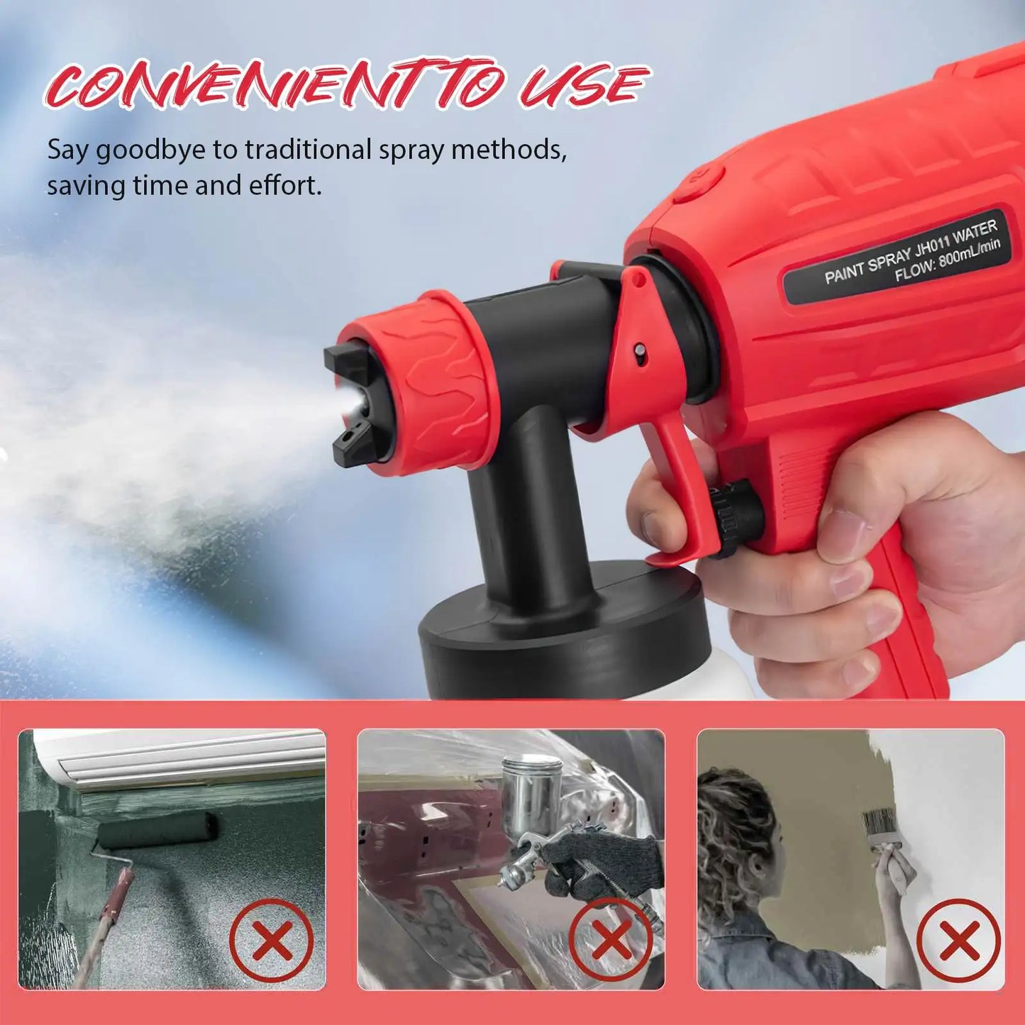 Pistolet pulv¨¦risateur ¨¦lectrique haute puissance, pulv¨¦risateur de peinture HVLP, a¨¦rographe ¨¤ rev¨ºtement en acier pour meubles automatiques, 2 buses, pulv¨¦risation facile, 700W, 1000ml, 220V