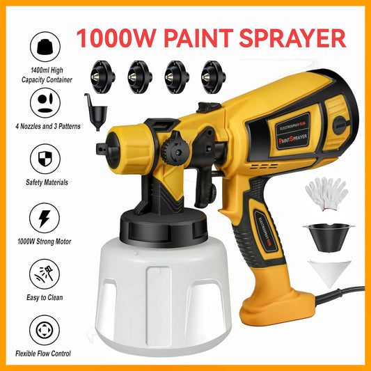 Pistolet pulv¨¦risateur ¨¦lectrique haute puissance, pulv¨¦risateur de peinture HVLP, rev¨ºtement en acier pour meubles automatiques, brosse ¨¤ air, buse en cuivre 1800mm, 220mm, 1.0mm, 1.8 W, 2.5 V
