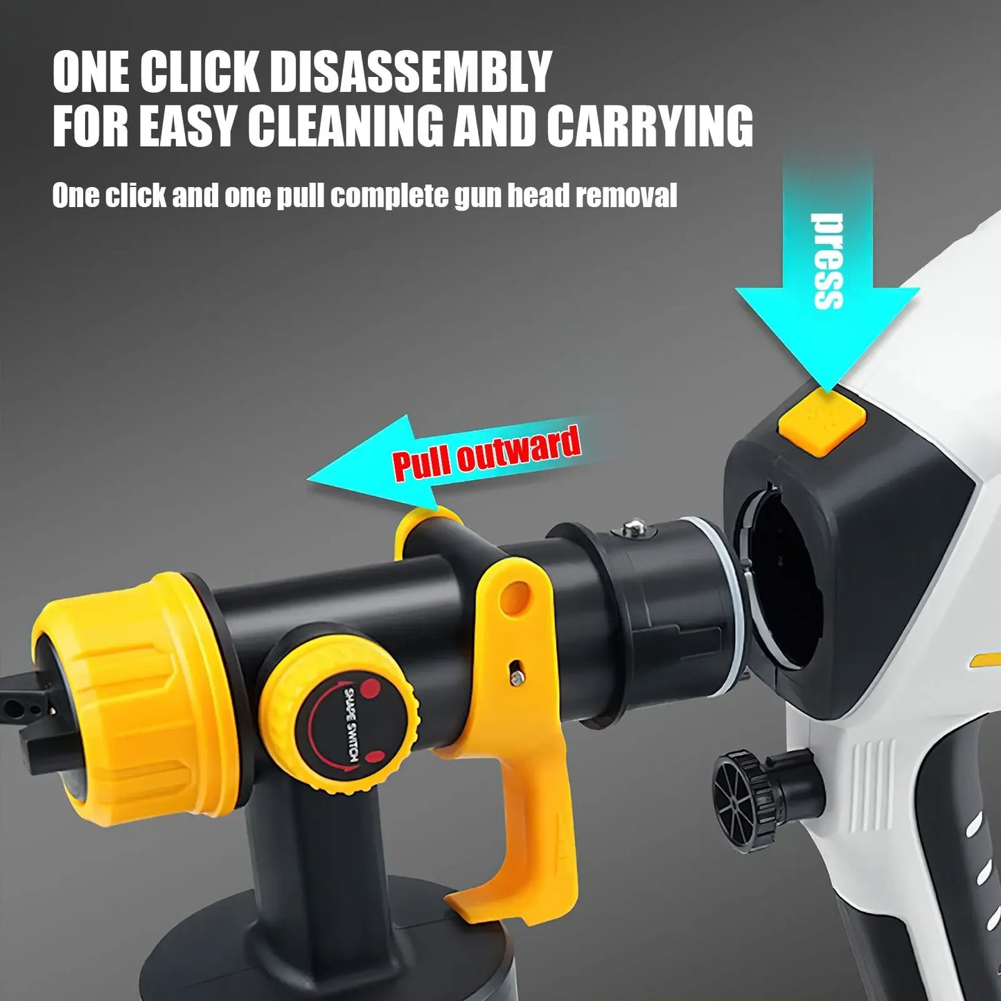 Pistolet pulv¨¦risateur ¨¦lectrique haute puissance, pulv¨¦risateur de peinture HVLP, rev¨ºtement en acier pour meubles automatiques, brosse ¨¤ air, buse en cuivre 1800mm, 220mm, 1.0mm, 1.8 W, 2.5 V