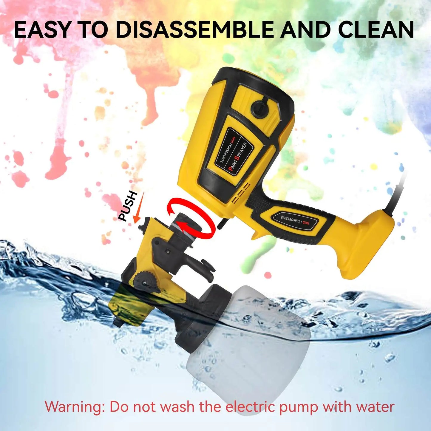 Pistolet pulv¨¦risateur ¨¦lectrique haute puissance, pulv¨¦risateur de peinture HVLP, rev¨ºtement en acier pour meubles automatiques, brosse ¨¤ air, buse en cuivre 1800mm, 220mm, 1.0mm, 1.8 W, 2.5 V