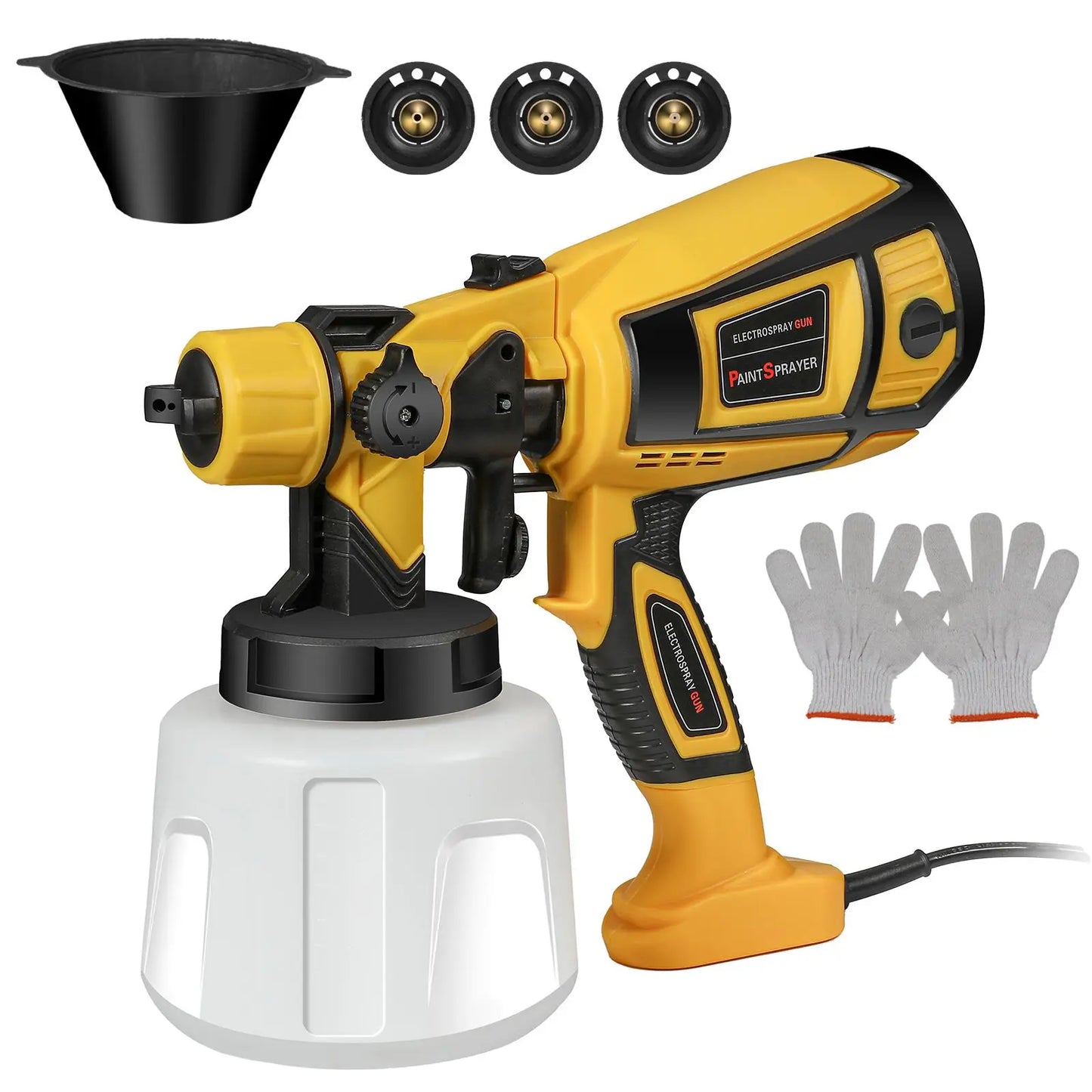 Pistolet pulv¨¦risateur ¨¦lectrique haute puissance, pulv¨¦risateur de peinture HVLP, rev¨ºtement en acier pour meubles automatiques, brosse ¨¤ air, buse en cuivre 1800mm, 220mm, 1.0mm, 1.8 W, 2.5 V