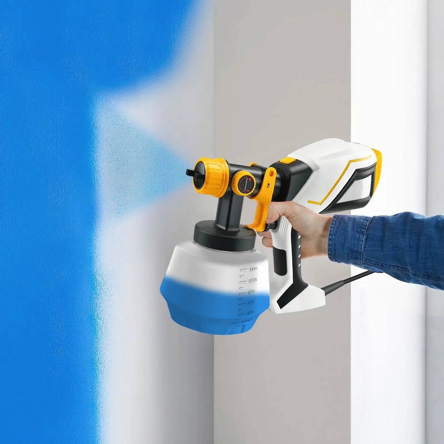 Pistolet pulv¨¦risateur ¨¦lectrique haute puissance, pulv¨¦risateur de peinture HVLP, rev¨ºtement en acier pour meubles automatiques, brosse ¨¤ air, buse en cuivre 1800mm, 220mm, 1.0mm, 1.8 W, 2.5 V