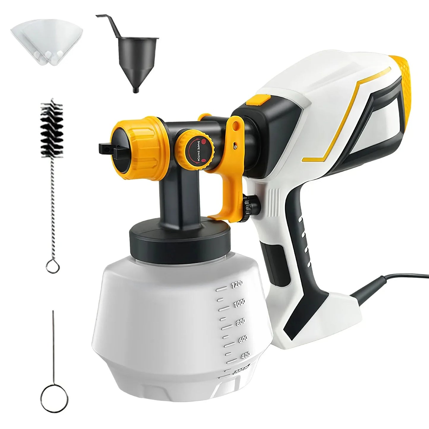 Pistolet pulv¨¦risateur ¨¦lectrique haute puissance, pulv¨¦risateur de peinture HVLP, rev¨ºtement en acier pour meubles automatiques, brosse ¨¤ air, buse en cuivre 1800mm, 220mm, 1.0mm, 1.8 W, 2.5 V