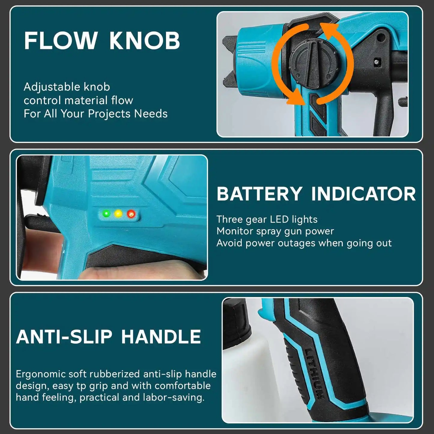 Pistolet pulv¨¦risateur ¨¦lectrique sans fil portable, pulv¨¦risateur de peinture domestique, a¨¦rographe de rev¨ºtement en acier pour meubles automobiles, batterie Makita 18V, 1000ml