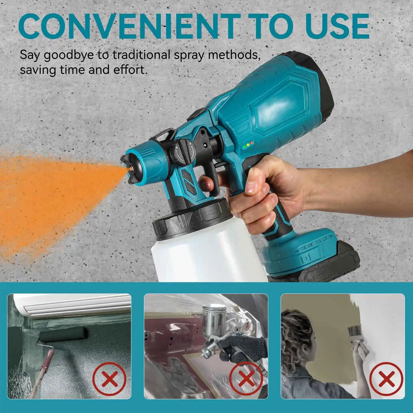 Pistolet pulv¨¦risateur ¨¦lectrique sans fil portable, pulv¨¦risateur de peinture domestique, a¨¦rographe de rev¨ºtement en acier pour meubles automobiles, batterie Makita 18V, 1000ml