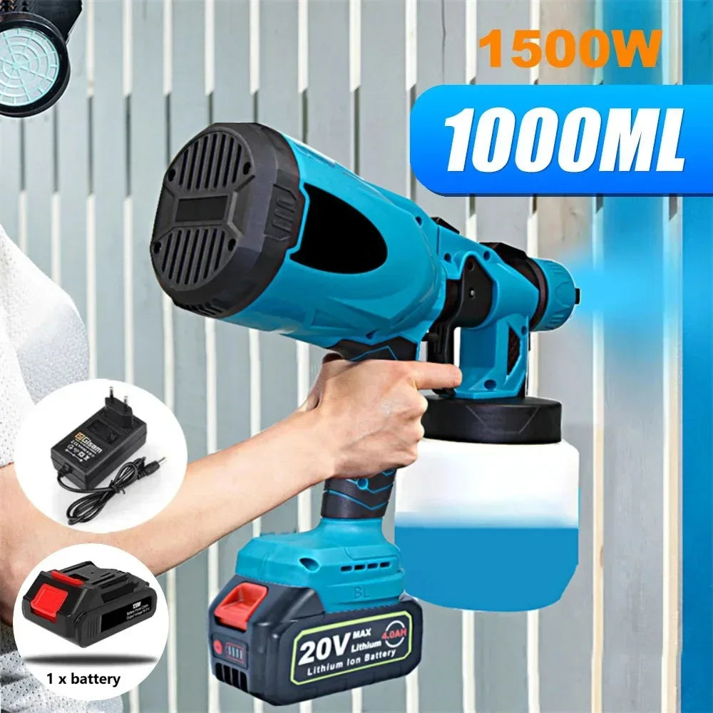 Pistolet pulv¨¦risateur ¨¦lectrique sans fil portable, pulv¨¦risateur de peinture pour meubles automobiles, a¨¦rographe ¨¤ rev¨ºtement en acier, compatible avec la batterie Makita 18V, 800ml