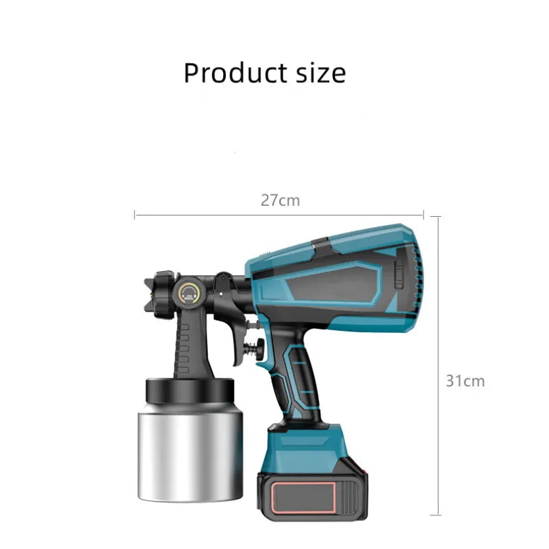 Pistolet pulv¨¦risateur ¨¦lectrique sans fil, pulv¨¦risateur de peinture, a¨¦rographe de rev¨ºtement en acier pour meubles automobiles, 5 buses, compatible avec la batterie Makita, 1000ml