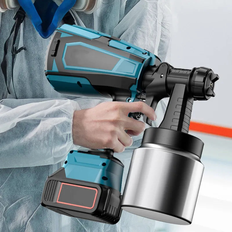 Pistolet pulv¨¦risateur ¨¦lectrique sans fil, pulv¨¦risateur de peinture, a¨¦rographe de rev¨ºtement en acier pour meubles automobiles, 5 buses, compatible avec la batterie Makita, 1000ml