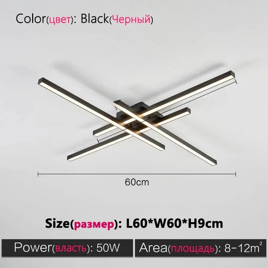 Plafonnier LED Carr¨¦ Noir au Design Nordique Minimaliste Cr¨¦atif, Luminaire D¨¦coratif de Plafond, Id¨¦al pour une Chambre ¨¤ Coucher ou un Salon