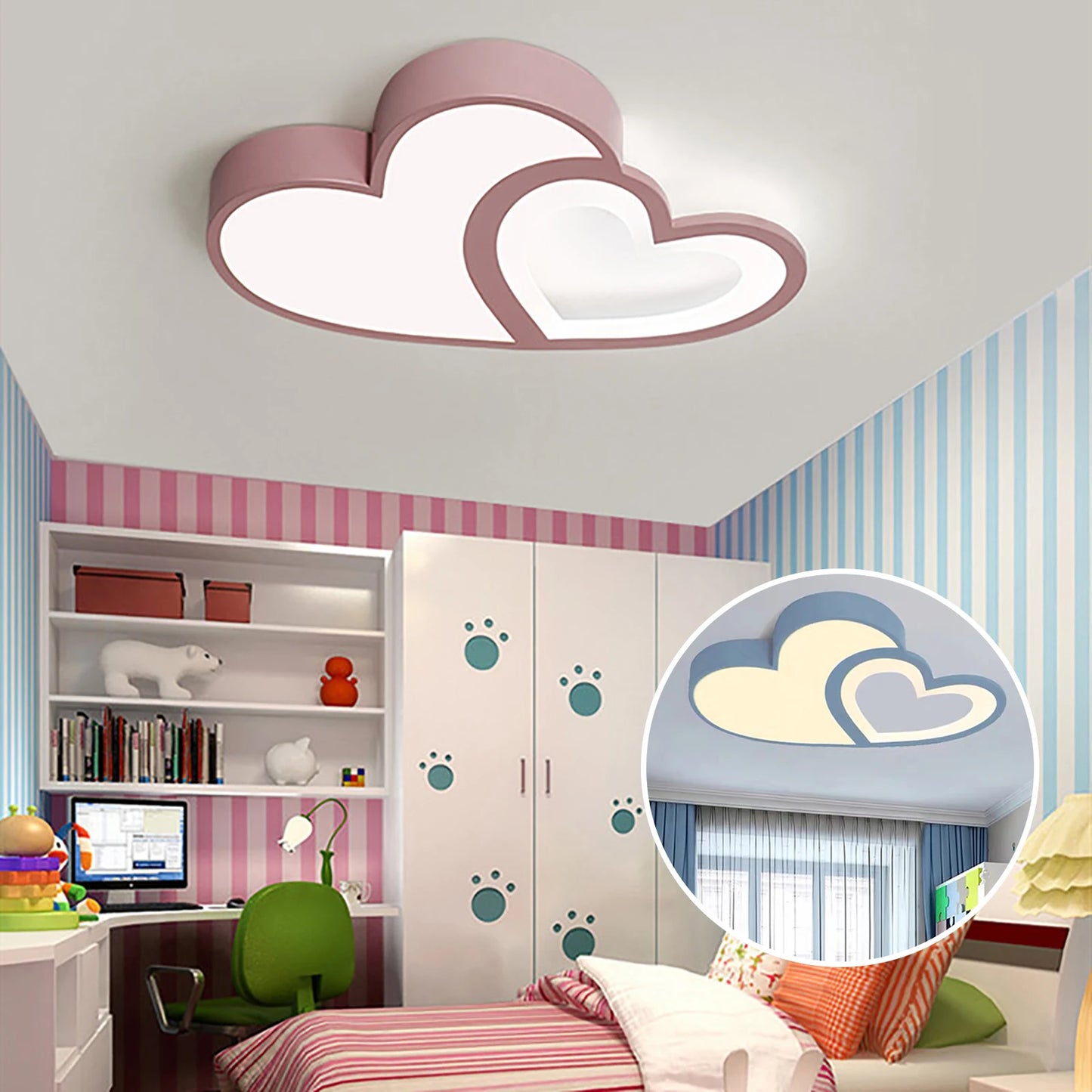 Plafonnier LED ¨¤ Gradation pour Chambre d'Enfant Gar?on et Fille, Luminaire D¨¦coratif de Plafond avec ¨¦toiles
