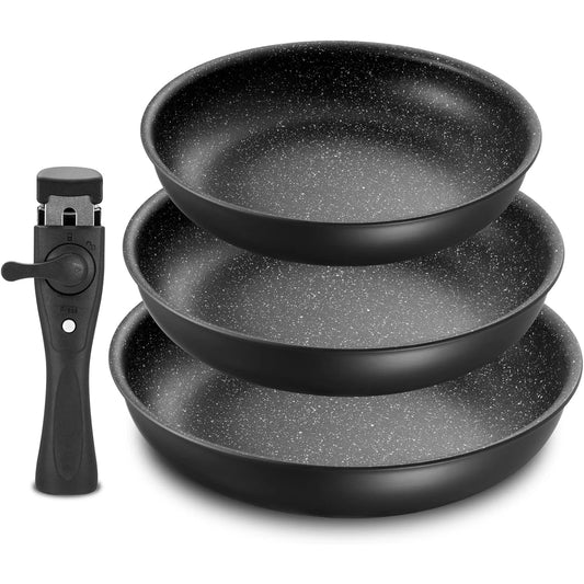 PoÄÇle ½Ç frire avec poign¹Èe parfaite, ensemble de poÄÇles ½Ç frire antiadh¹Èsives pour plaques ½Ç induction, ensemble de poÄÇles ½Ç frire pour toutes les plaques de cuisson, 4 piõ¹ces