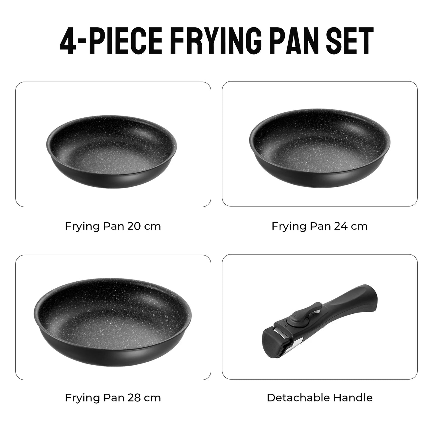 PoÄÇle ½Ç frire avec poign¹Èe parfaite, ensemble de poÄÇles ½Ç frire antiadh¹Èsives pour plaques ½Ç induction, ensemble de poÄÇles ½Ç frire pour toutes les plaques de cuisson, 4 piõ¹ces