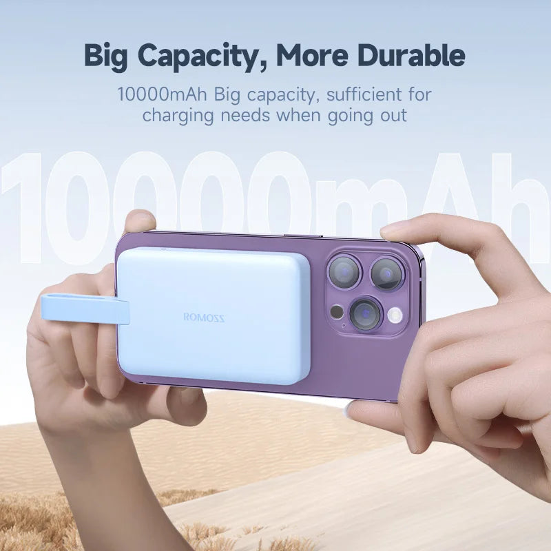 Batterie externe Magsafe 10000mAh avec cable int¨¦gr¨¦, chargeur magn¨¦tique sans fil 20W, pour iPhone 12 ¨¤ 14