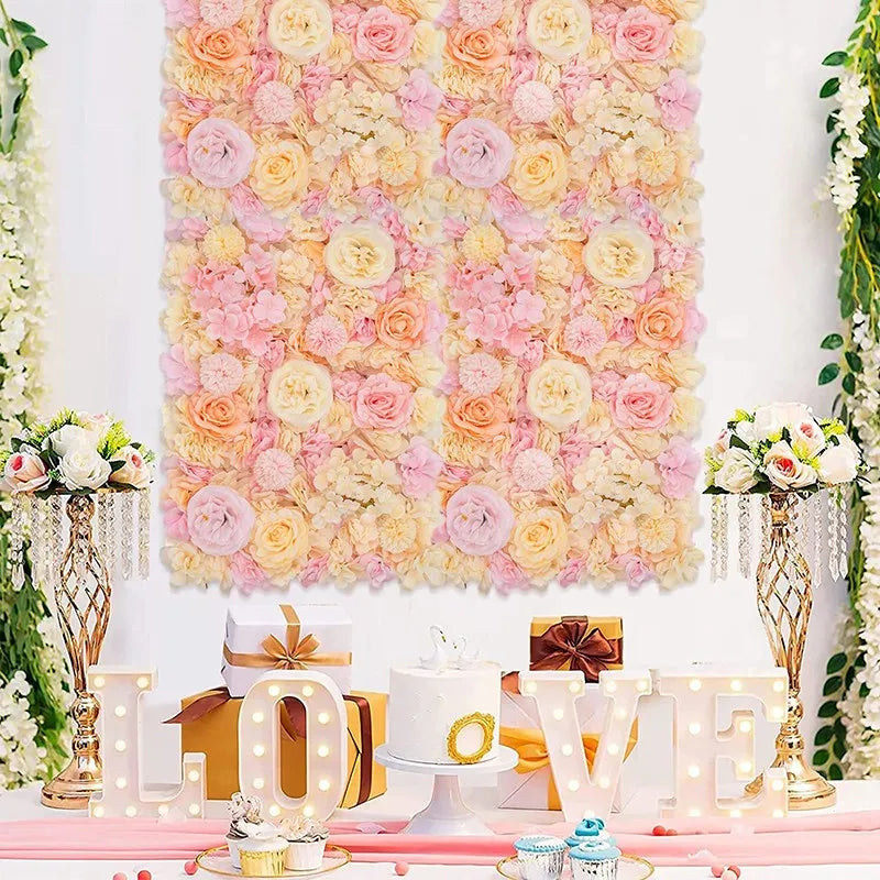 Rose soie Rose fleur mur fleur artificielle pour la d¹Ècoration de mariage BabyShow fÄÇte no?l maison toile de fond d¹Ècor,deep pink,60x40cm