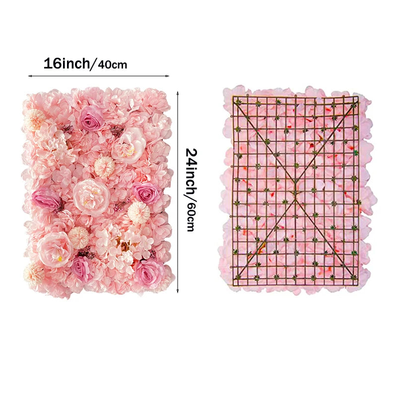 Rose soie Rose fleur mur fleur artificielle pour la d¹Ècoration de mariage BabyShow fÄÇte no?l maison toile de fond d¹Ècor,deep pink,60x40cm