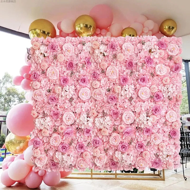 Rose soie Rose fleur mur fleur artificielle pour la d¹Ècoration de mariage BabyShow fÄÇte no?l maison toile de fond d¹Ècor,deep pink,60x40cm