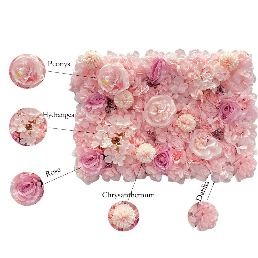 Rose soie Rose fleur mur fleur artificielle pour la d¹Ècoration de mariage BabyShow fÄÇte no?l maison toile de fond d¹Ècor,deep pink,60x40cm