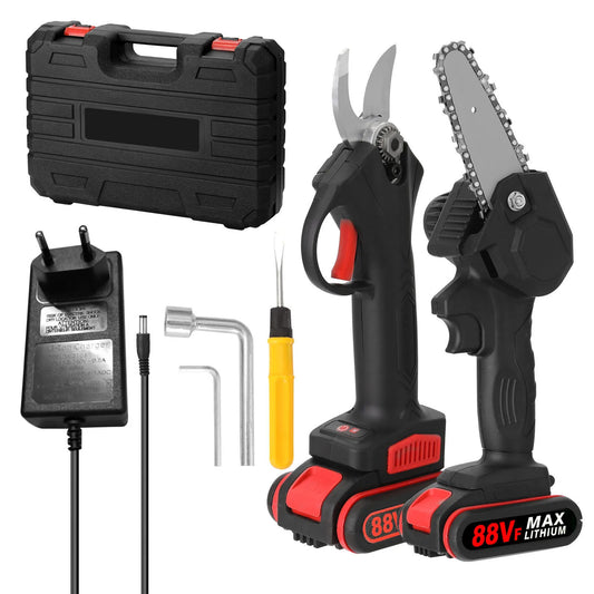 S¹Ècateur ¹Èlectrique sans fil, moteur sans balais, moteur ½Ç brosse de 4 pouces, ensemble de tron?onneuse, outil de travail de calcul, mini tron?onneuse, outil de jardin, 88VF