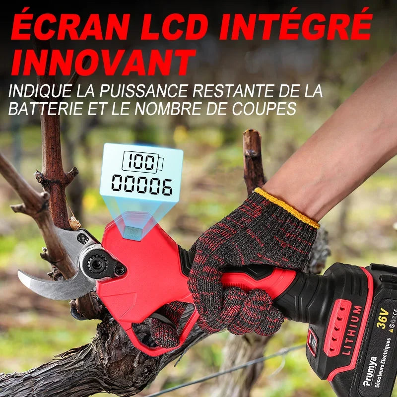S¨¦cateur ¨¦lectrique sans fil sans balais, s¨¦cateur de jardin, outil de coupe de branches d'arbres fruitiers, 1000W, 50mm, 2 piles 36V