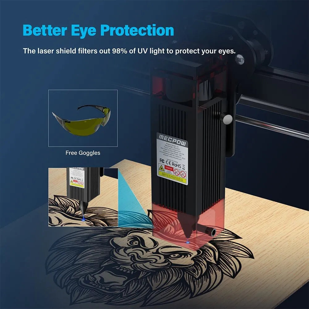Graveur laser Bery avec verrouillage de s¹Ècurit¹È, puissance laser 5W, mise au point partenaire, pr¹Ècision 0.01mm, vitesse de gravure 10000 mm par min, 410x400mm