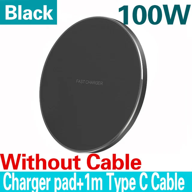 Chargeur rapide sans fil pour iPhone, station de charge sans fil pour Samsung Galaxy S24, S23, S22, S20, Xiaomi, 100W, 15, 14, 13, 12, 11, Pro Max