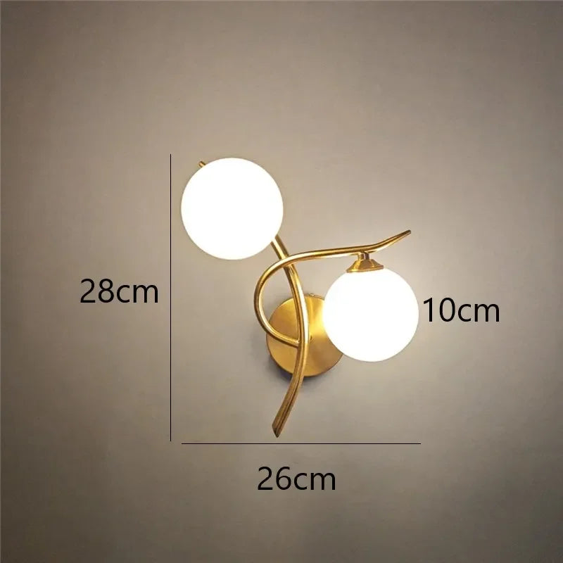 Lampes murales en fer modernes nordiques LED chambre lampe de lit apprentissage couloir salle appliques murales intérieures boule de verre décor luminaires G9
