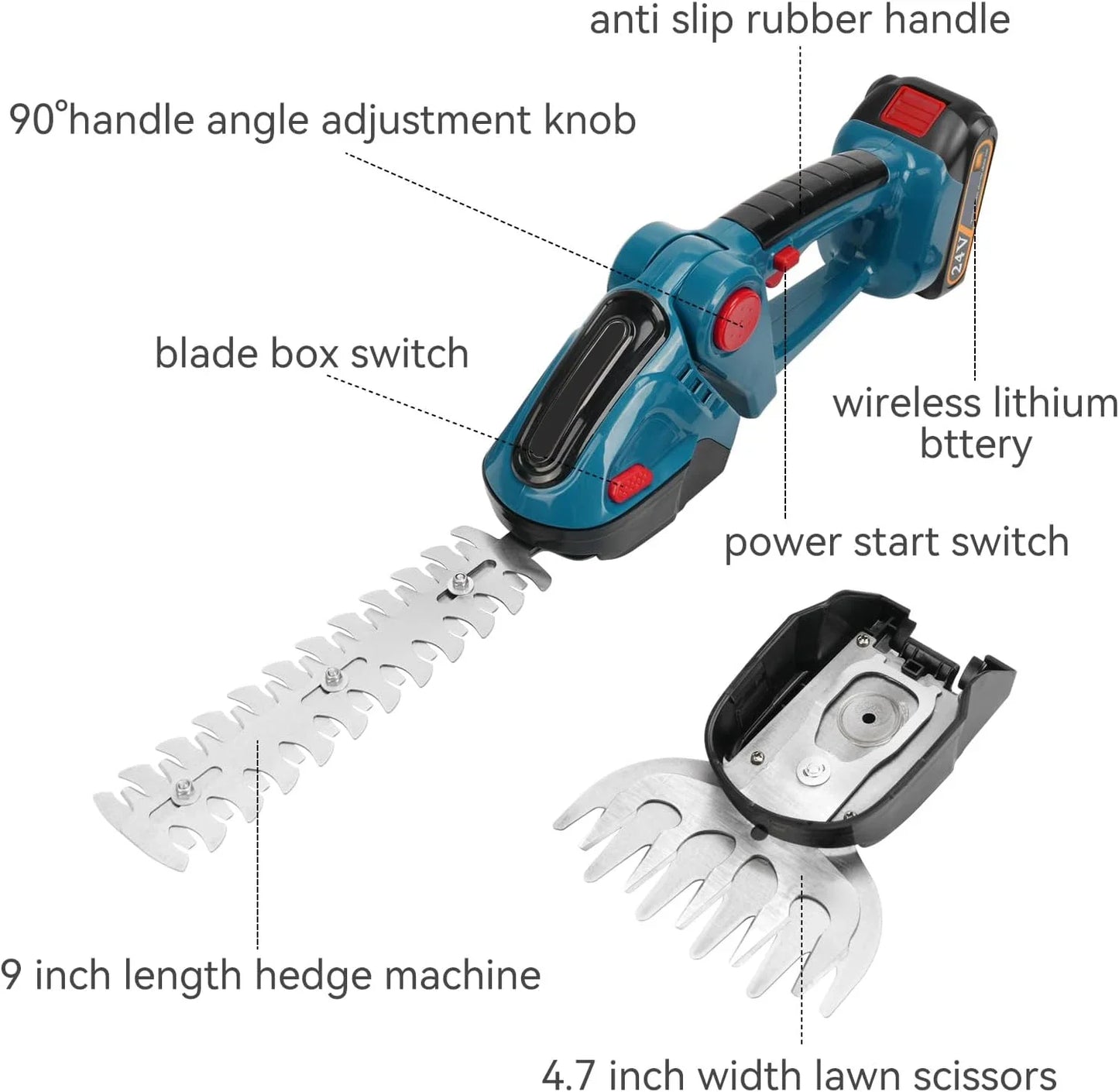 Taille-haie ¹Èlectrique sans fil aste, 2 en 1, d¹Ètermination du d¹Èsherbage, s¹Ècateur, tondeuse ½Ç liban, outil de jardin pour Makita, batterie 18V