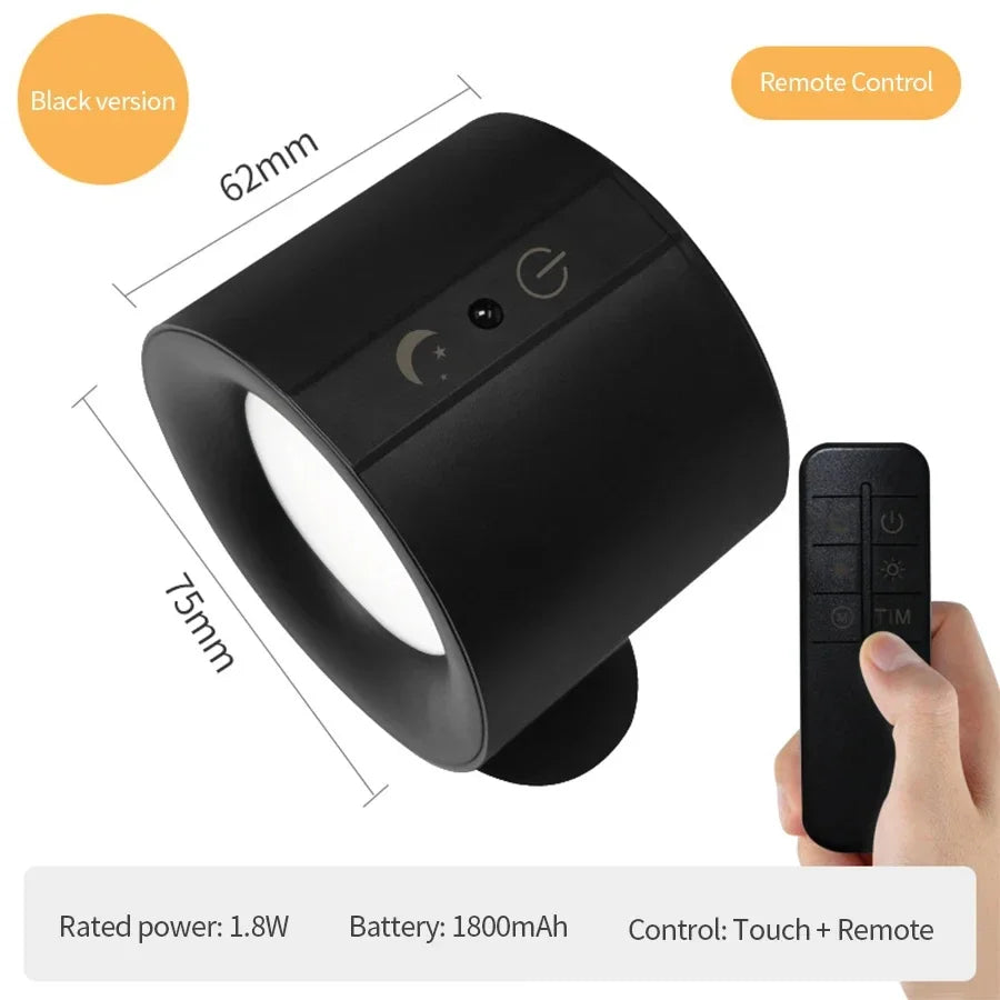 LED Mini applique magnétique double tête contrôle tactile télécommande sans fil Portable veilleuse 360 rotatif USB Recharge lampe d'ambiance