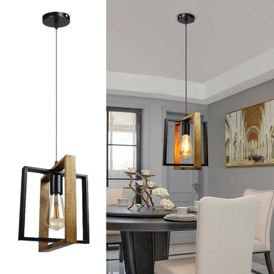 Lustre américain lampe rétro fer bois suspension lampe Bar Restaurant lampe créative suspension Luminaire domestique appareil