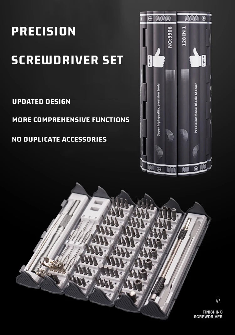 Jeu de tournevis de pr¹Ècision 128 en 1, embouts Torx magn¹Ètiques, portable, professionnel, ensemble d'outils de r¹Èparation ¹Èlectronique