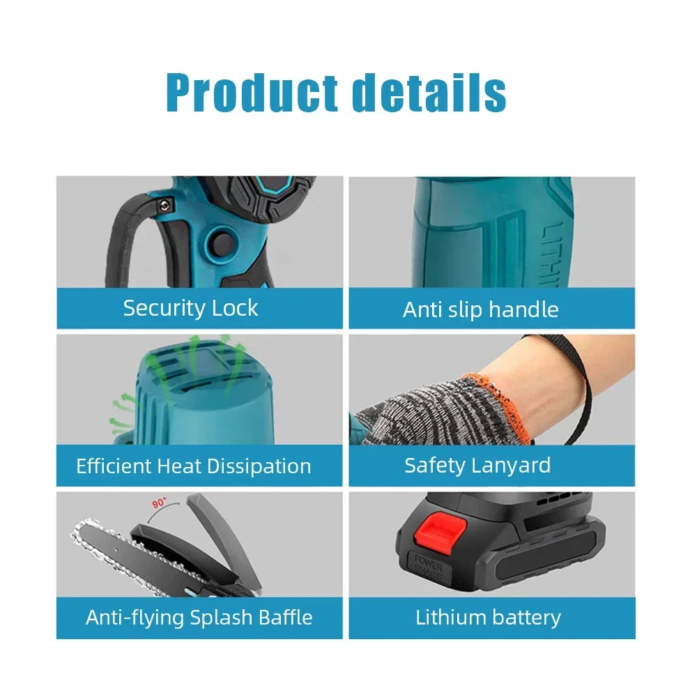Makita-Mini tron?onneuse ¹Èlectrique portable, scie ½Ç cha?ne, coupe-bois, ¹Èlagage, outil ¹Èlectrique de jardin, batterie 18V, 3000W, 6 pouces