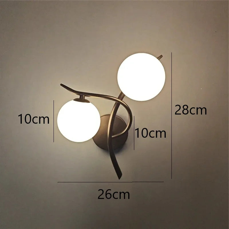 Lampes murales en fer modernes nordiques LED chambre lampe de lit apprentissage couloir salle appliques murales intérieures boule de verre décor luminaires G9