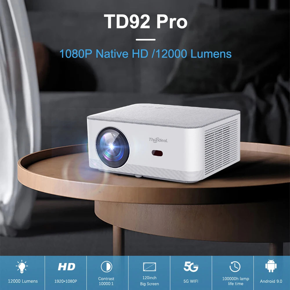Mini budg¨¦taire portable TD92 Pro FHD 1080P Full HD, vid¨¦o 4K, WiFi, Android, cin¨¦ma maison 3D