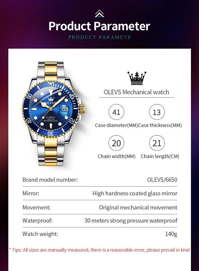 Montre-Bracelet M¨¦canique existent pour Homme, Lunette Rotative, Analogique, Plong¨¦e, Vert, ¨¦tanche, Business