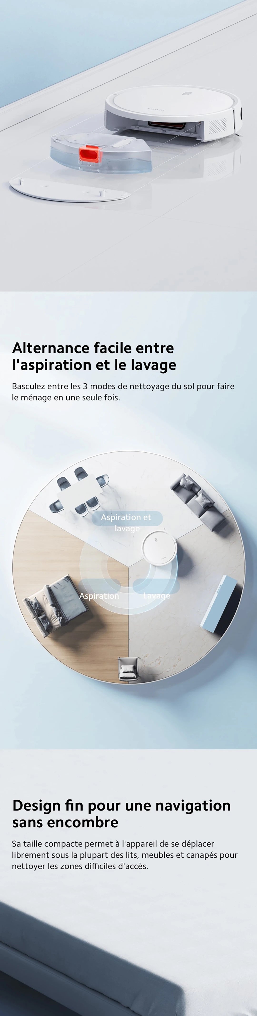 Robot Vacuum E12,Puissance d'aspiration de 4000 Pa,Planification intelligente des parcours aspirateur robot